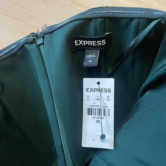 NWT Express Velvet Strapless Dress, Green , XS - Picture 7 of 10